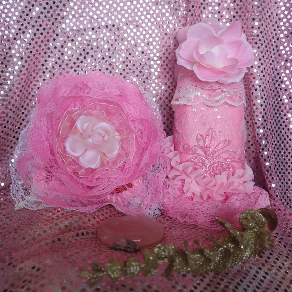 Hand Crafted Cherry Blossom &Rose Scented Pillow&Gypsy BottleSet
